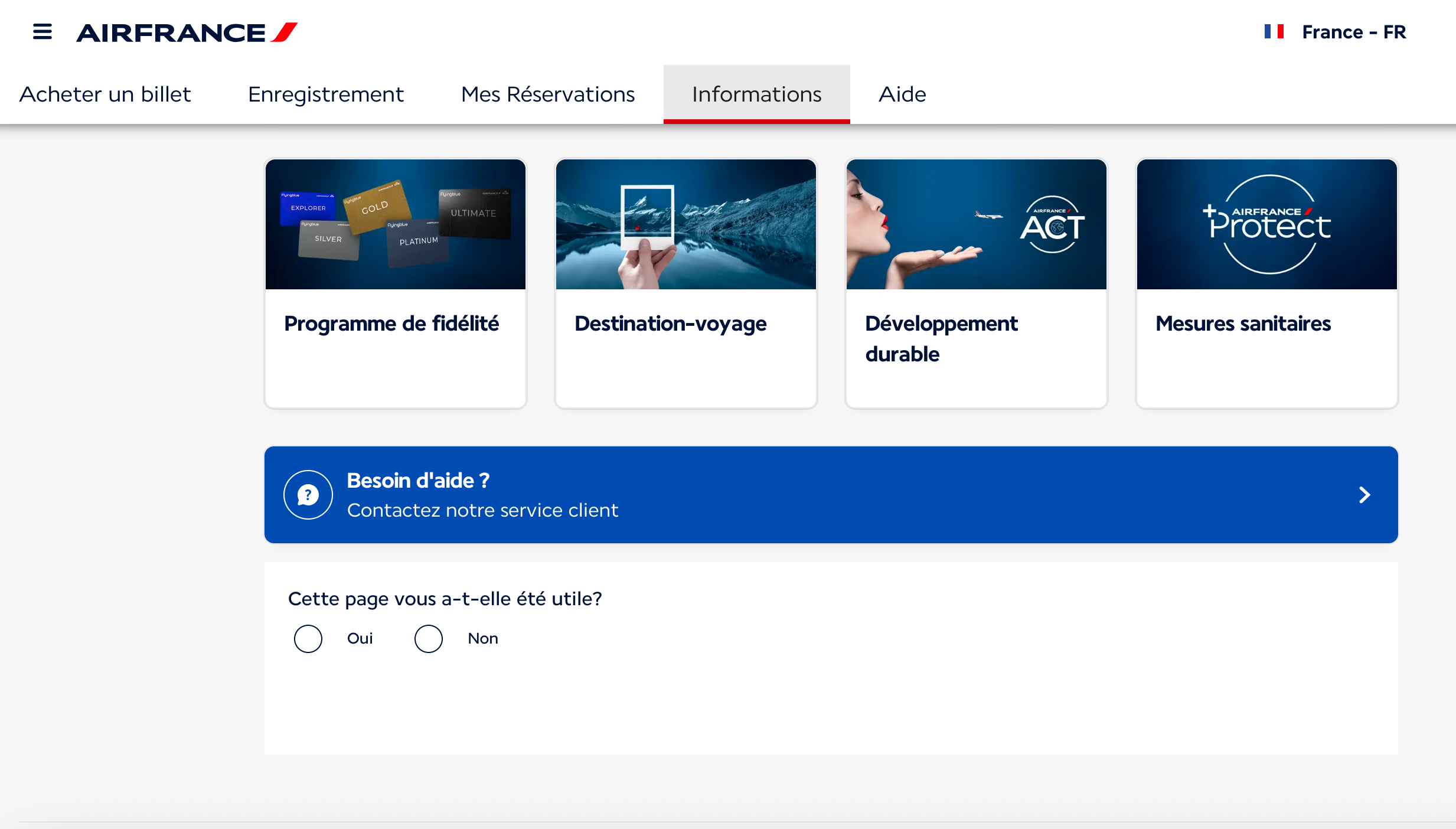 Air France website feedback form