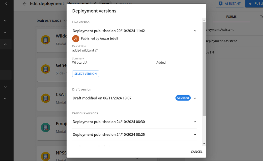 Deployment Versions