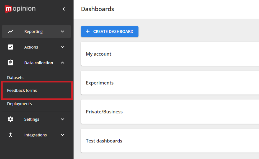 New feedback form