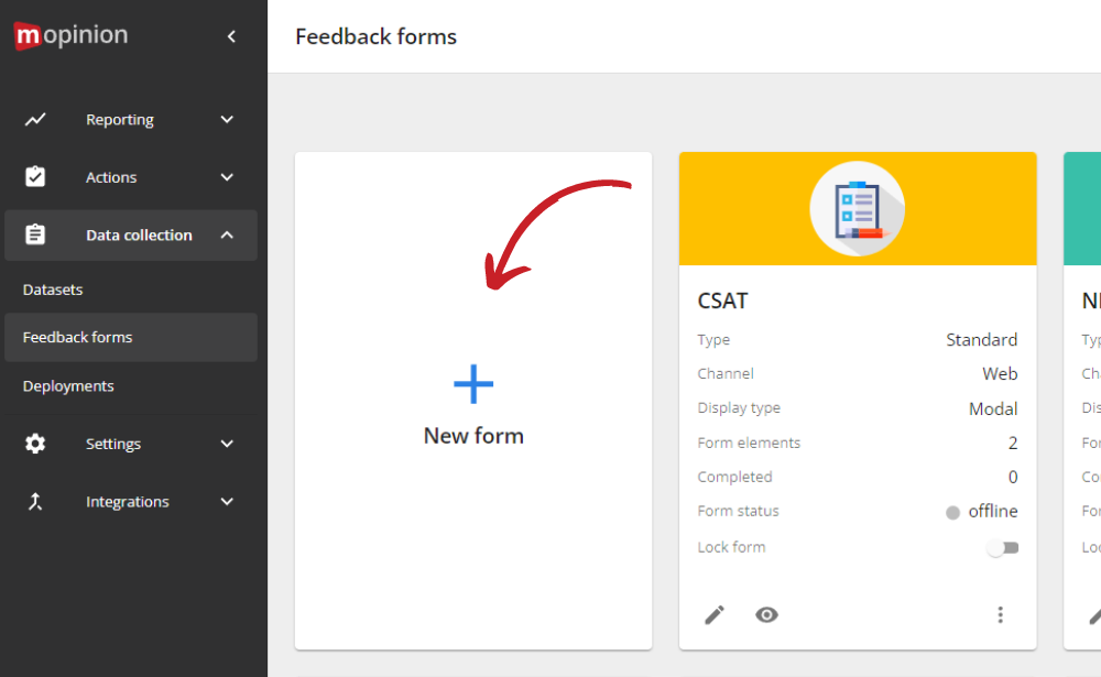 Click on new form
