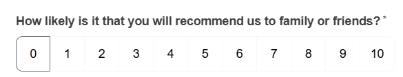 NPS customer feedback form